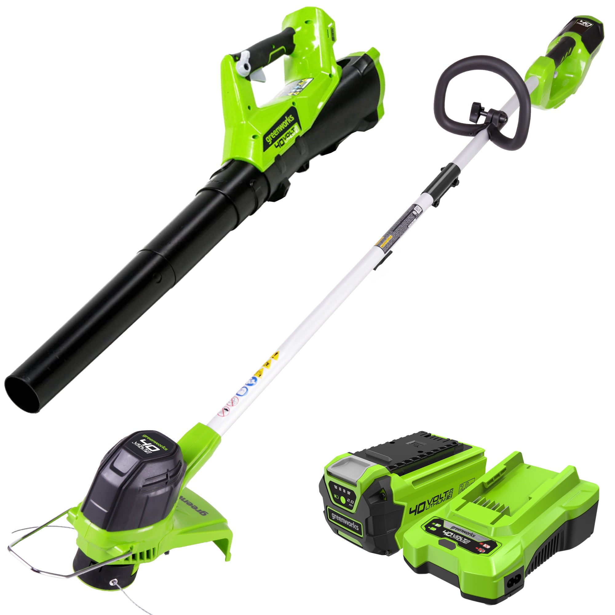 40V 12-Inch Cordless String Trimmer and 390 CFM Leaf Blower Combo Kit | Greenworks