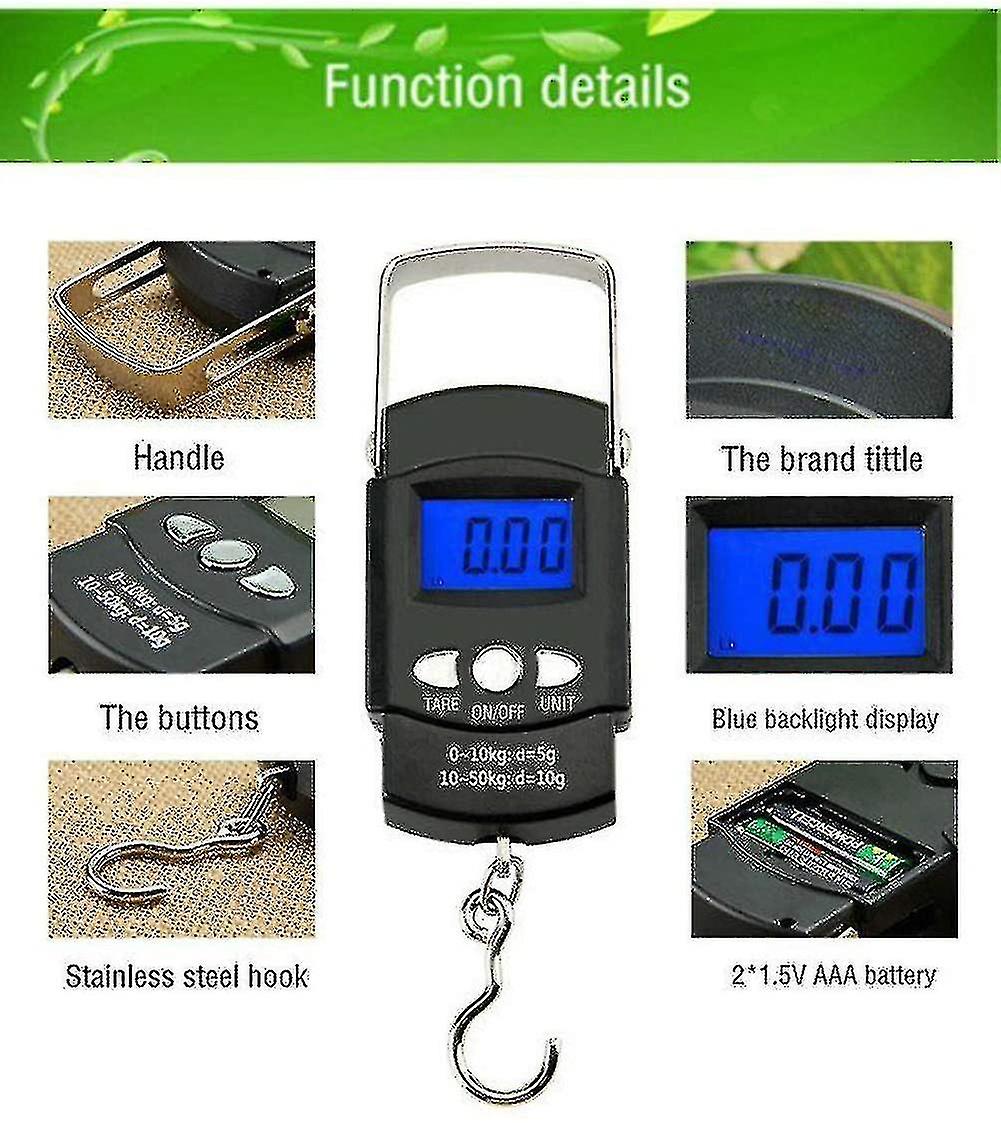 Portable Electronic Fishing Scale 110lb/50kg Backlit Lcd Screen