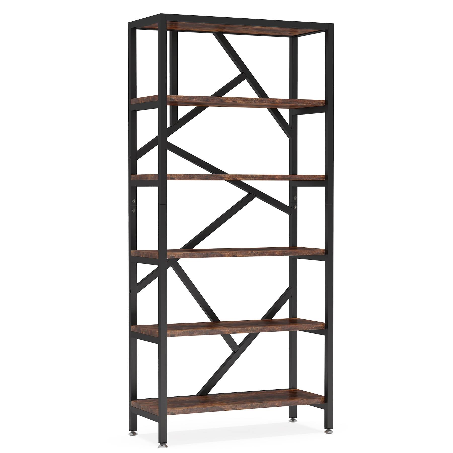 71 Bookshelf, Industrial Etagere Bookcase 6 Shelf Display Rack