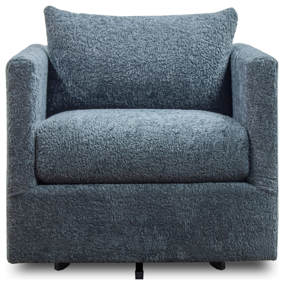 Wilmer Swivel Chair Aries Charcoal Plush Fabric   Transitional   Armchairs And Accent Chairs   by Buildcom  Houzz