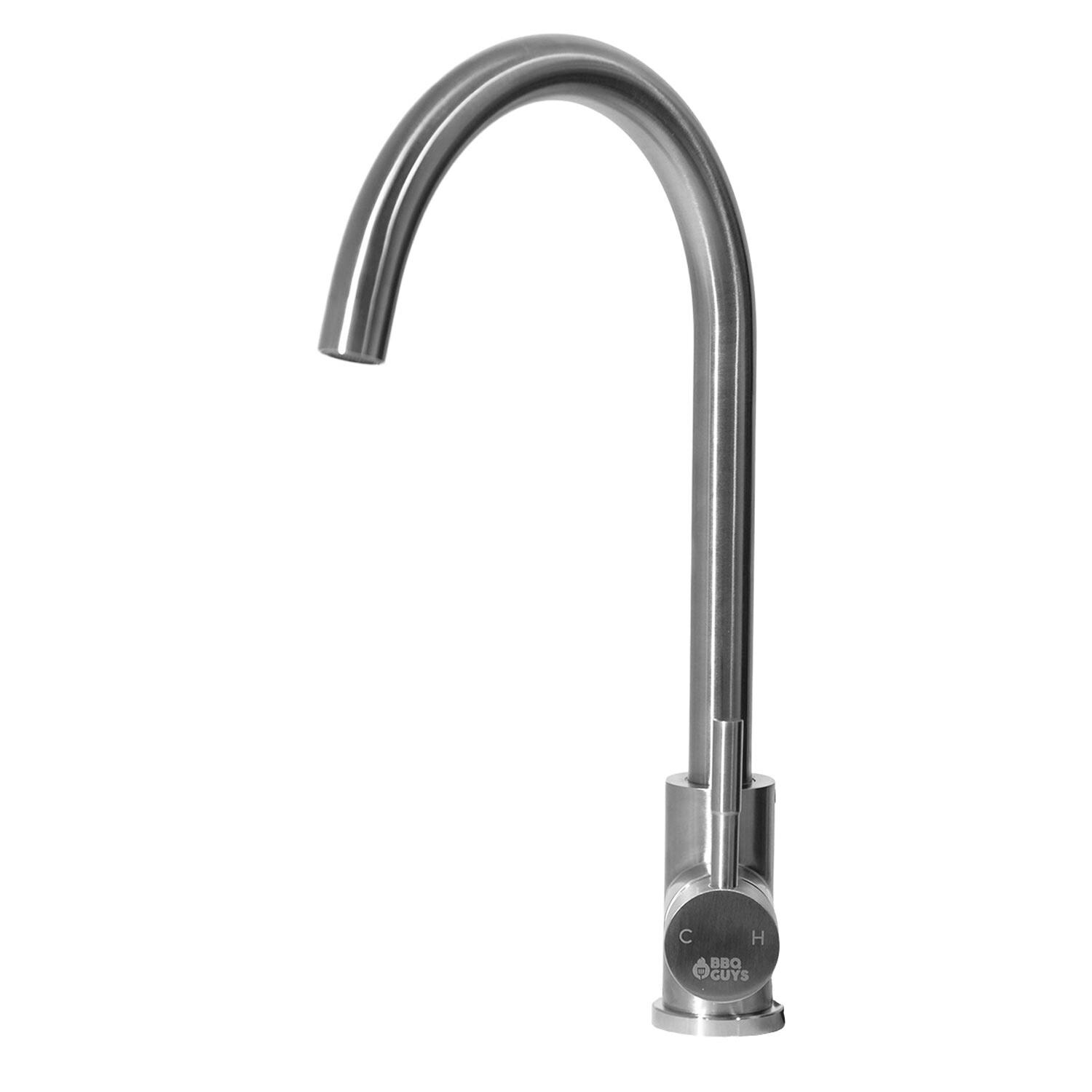 Signature Stainless Steel Outdoor Single Handle Gooseneck Hot/Cold Faucet