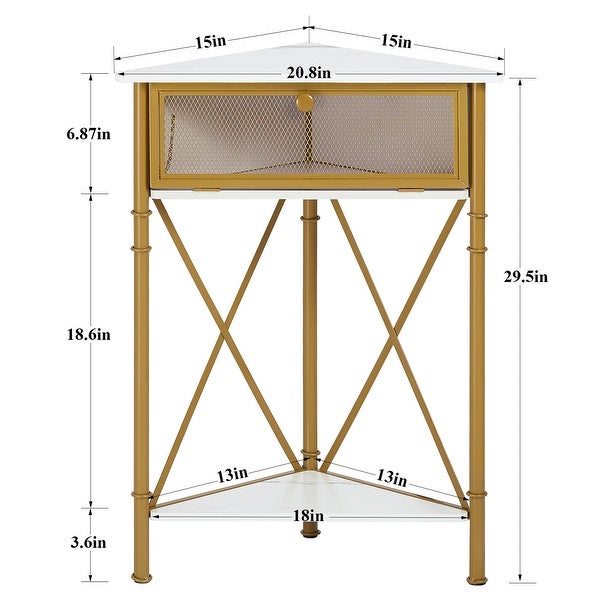 Javlergo Triangle Corner Table with Storage Shelf