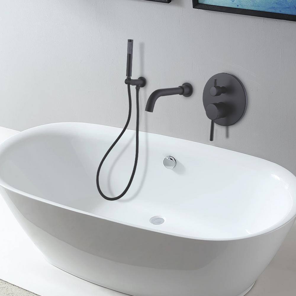 Tahanbath 1-Handle 1-Spray Wall Mounted Tub and Shower Faucet in Matte Black (Valve Included) MSCTBD858MB-ZQ