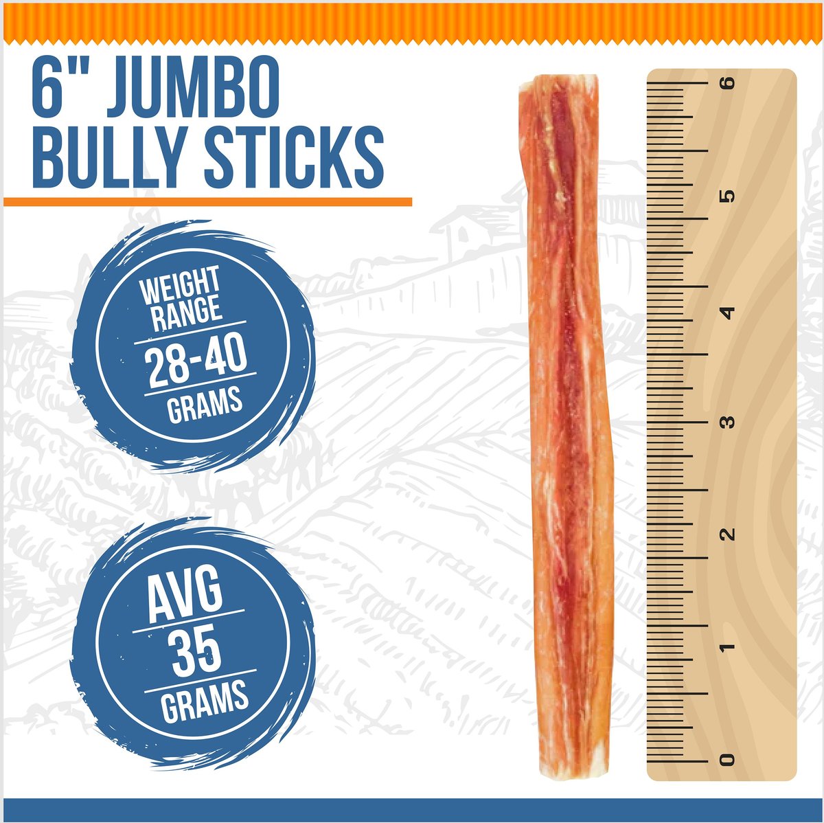 K9warehouse Jumbo 6-inch Bully Sticks Dog Treats