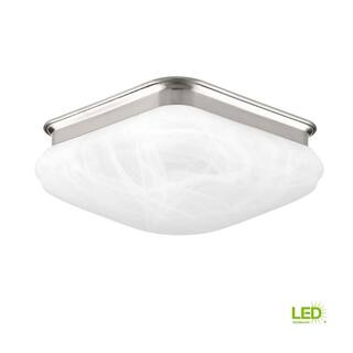 Progress Lighting 9.5 in. Square Glass FM Collection 17 -Watt Brushed Nickel Integrated LED Flush Mount P350019-009-30