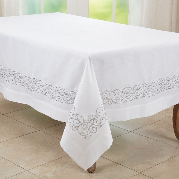 Saro Lifestyle Scroll Tablecloth With Embroidered Design