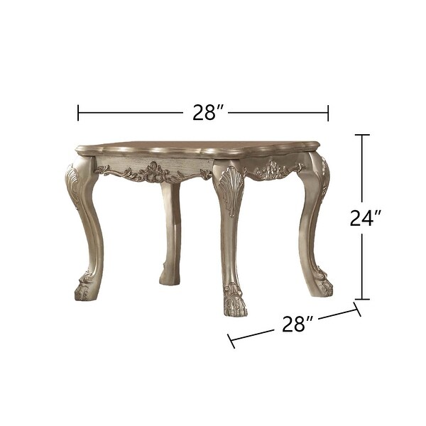 Square Wood End Table with Claw Legs in Gold Patina and Bone Finish