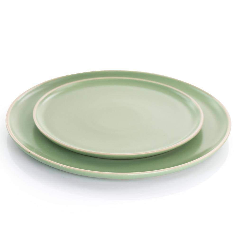 GIBSON elite Serenade 16-Piece Green Round Stoneware Dinnerware Set 985114545M