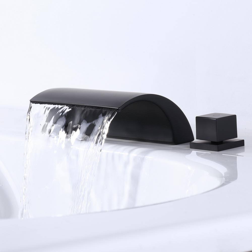 WOWOW 2-Handle Deck-Mount Roman Tub Faucet in Matte Black 3080600B-BHHD