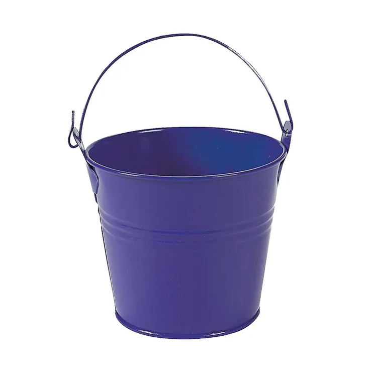 Wholesale mini round powder spraying metal bucket with handle for trick or treating/Easter gifts/Christmas gifts