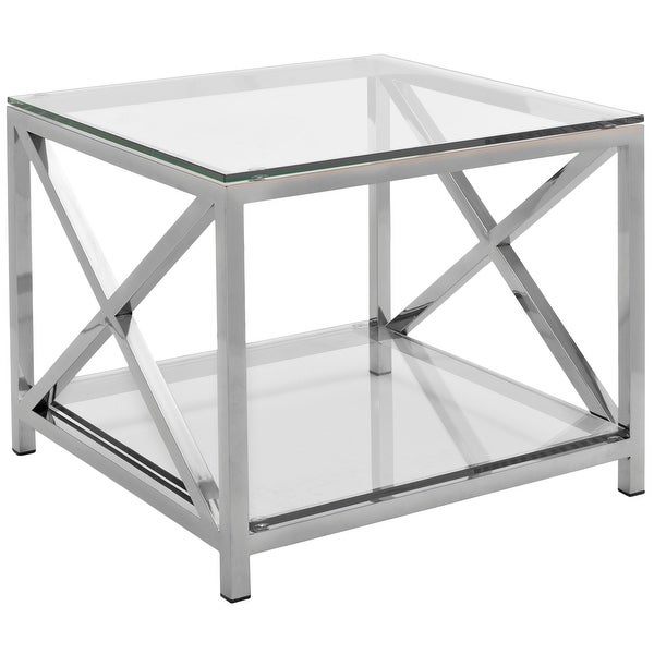 SAFAVIEH Couture High Line Collection Hayward Stainless Steel Chrome End Table - 23.6