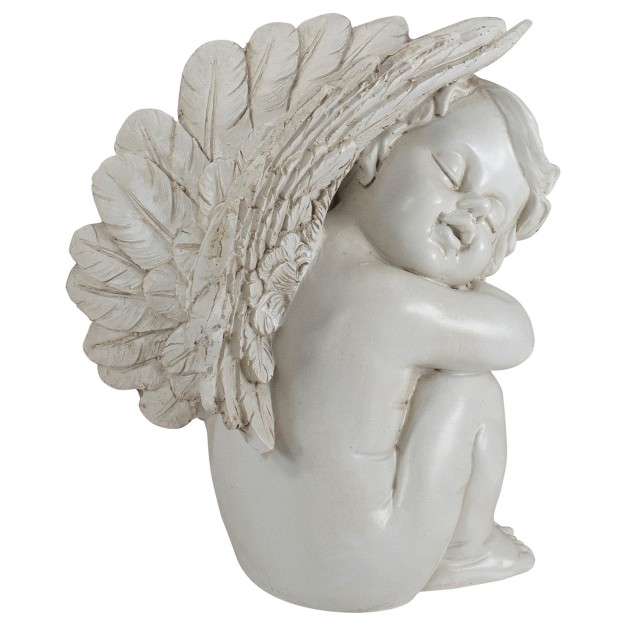 Ivory Right Facing Sleeping Cherub Angel Outdoor Garden Statue