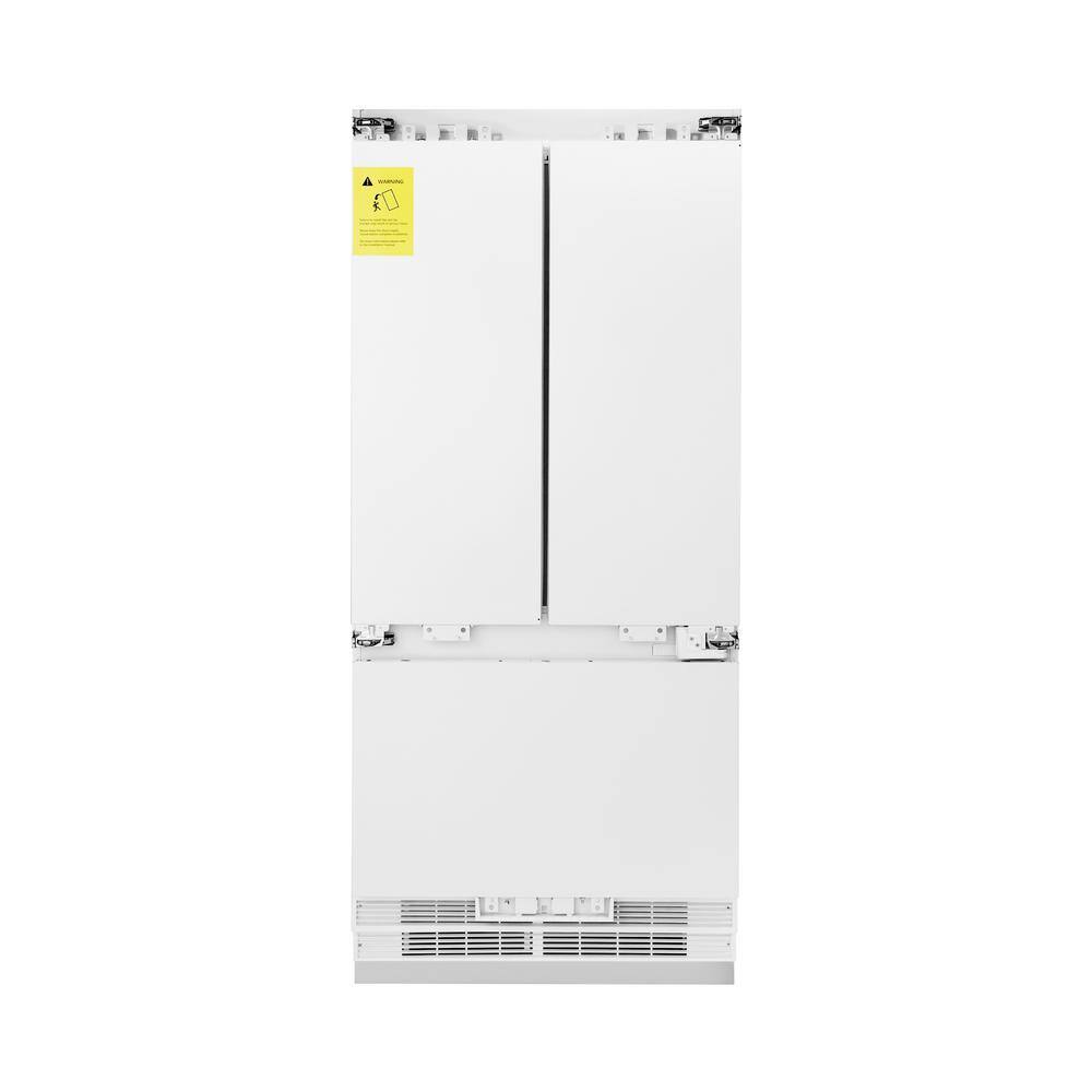 ZLINE Kitchen and Bath 36 in. 19.6 cu. ft. Panel Ready Built-In 3-Door French Door Refrigerator with Internal Water Dispenser RBIV-36