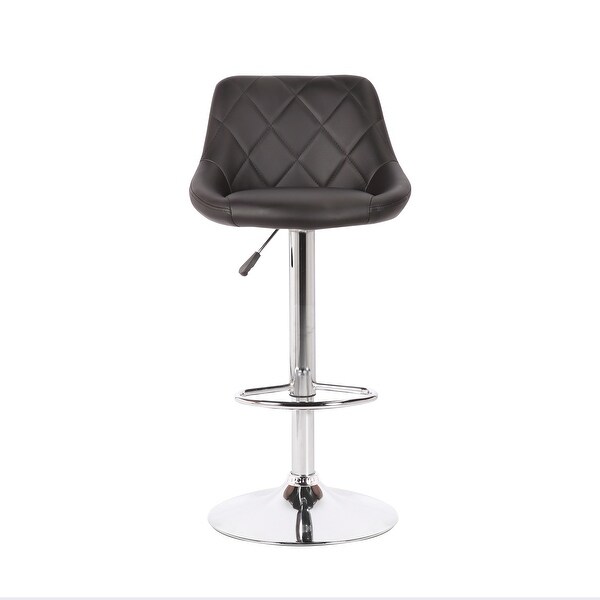 Porthos Home Rea Swivel Adjustable Height Bar Stool， PU Leather， Chrome Base