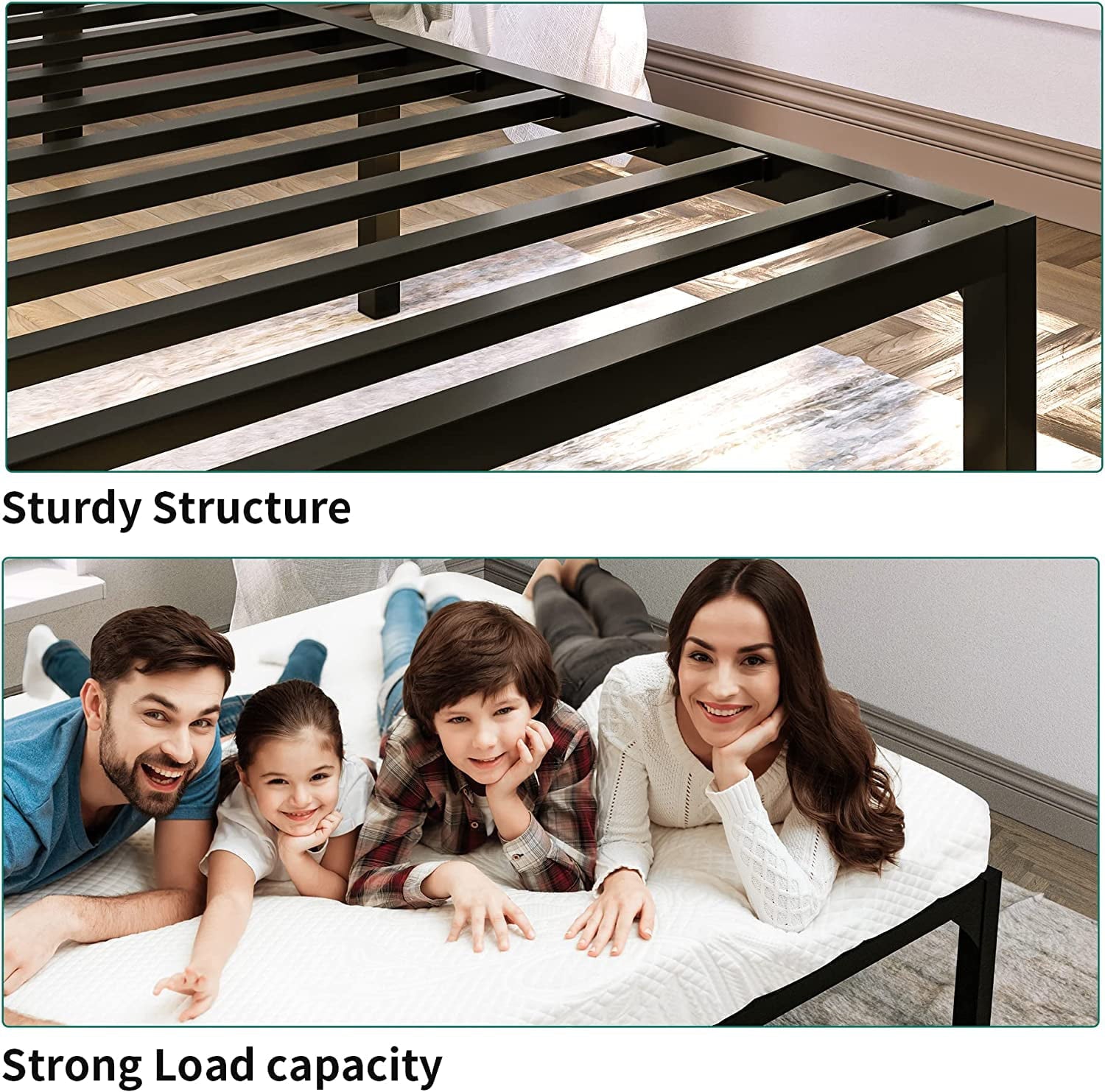 YITAHOME Full Size Metal Bed Frame with Modern Headboard No Box Spring Needed Easy-Assembly for Kids, 300 lbs Load Capacity，Black