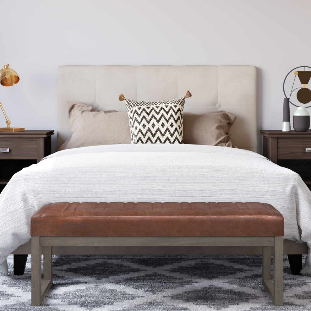 Casey Ottoman Bench  Faux Leather   Transitional   Upholstered Benches   by Simpli Home Ltd.  Houzz