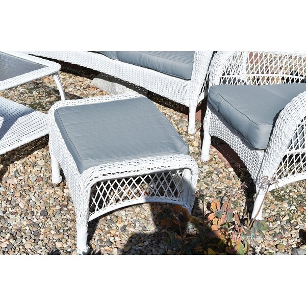 Jeco White Wicker 6piece Seating Set with Tan Cushions