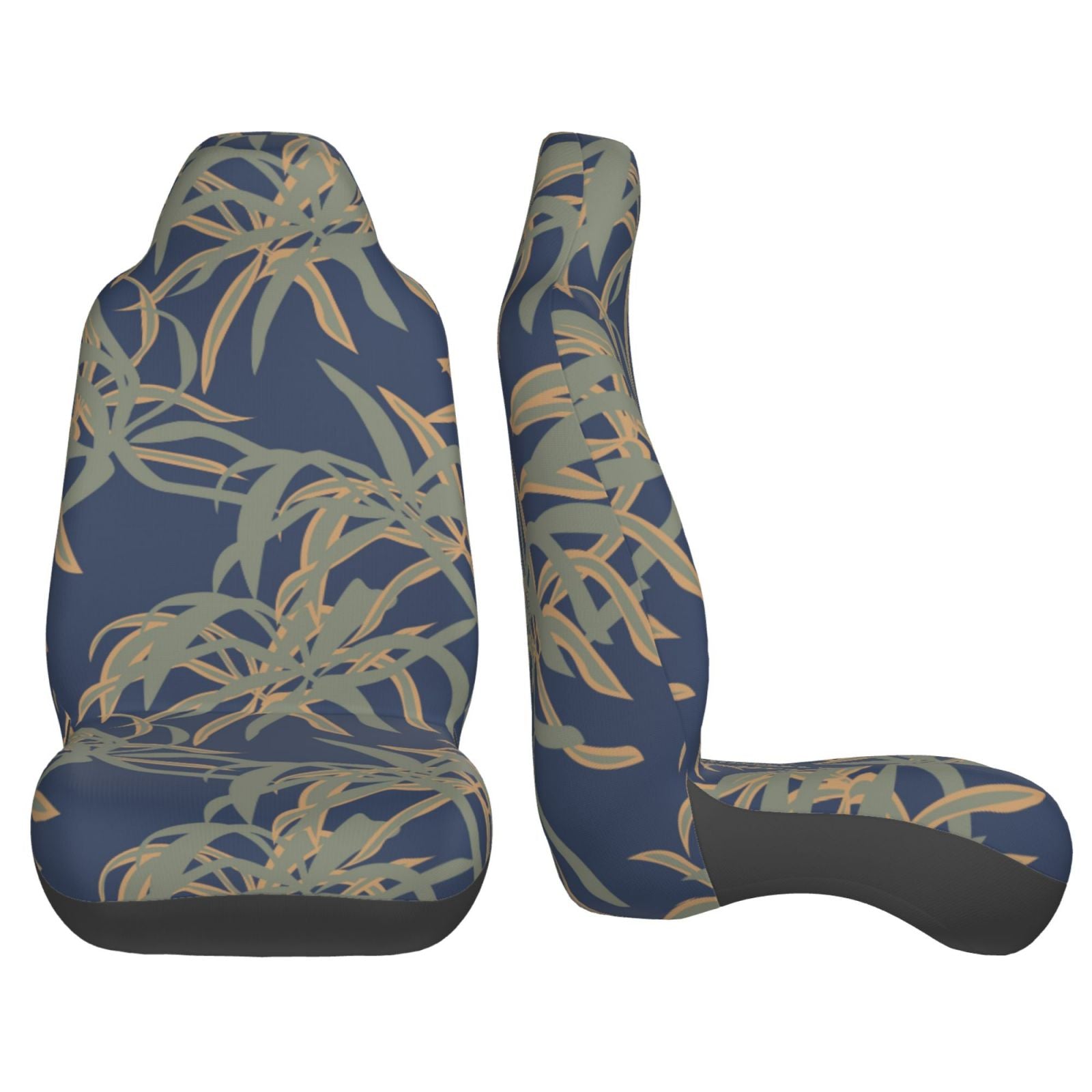 TEQUAN Front Seat Covers， Tropical Leaf Pattern 2 Piece Car Seat Cover Fit Most Car SUV Truck Van