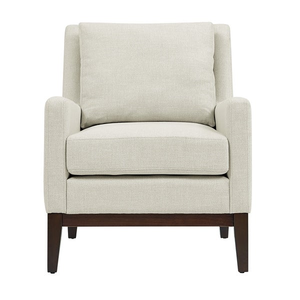 Accent Chair Track Arms Linen Thicken Padded Seat Lounge Chairs with Solid Wood Legs