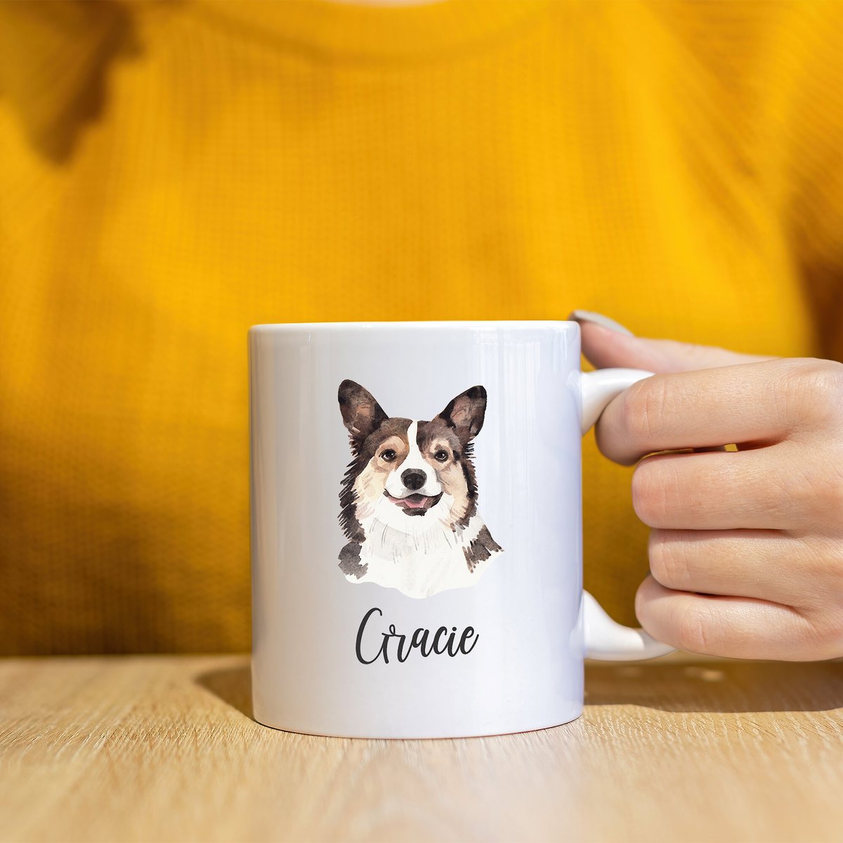 904 Custom Personalized Dog Breed Watercolor Mug， 11-oz