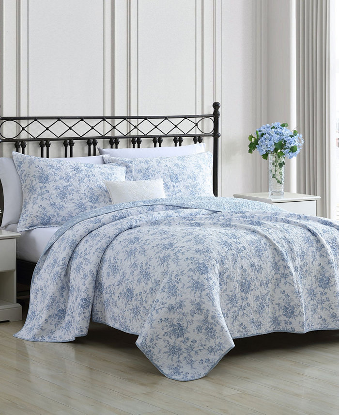 Laura Ashley Walled Garden Reversible 3 Piece Quilt Set， King