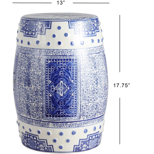 Chinoiserie Ceramic Drum Garden Stool Blue white