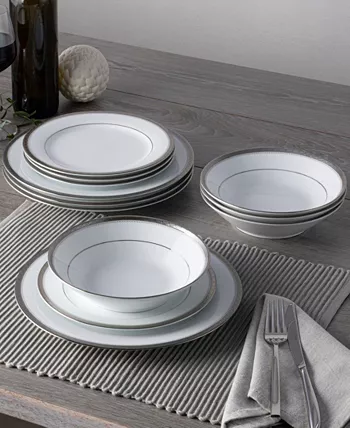 Noritake Charlotta Platinum 12 Piece Set Service for 4