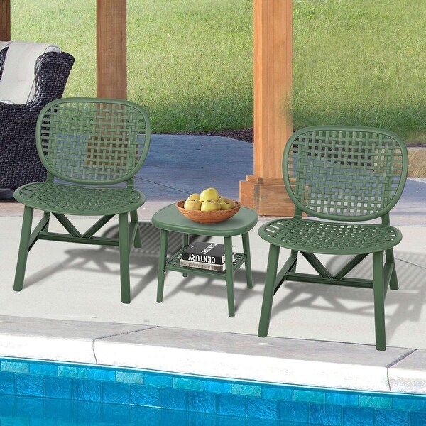 3 Pieces Hollow Design Retro Patio Table Chair Set - Overstock - 37914445