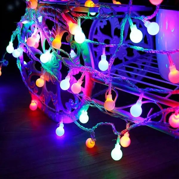 33ft 100 LEDs Globe Fairy Lights Plug-in, 8 Modes Color Changing String Light