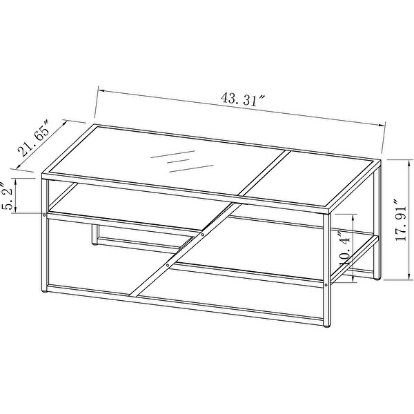 Tempered Glass Coffee Table with Metal Frame