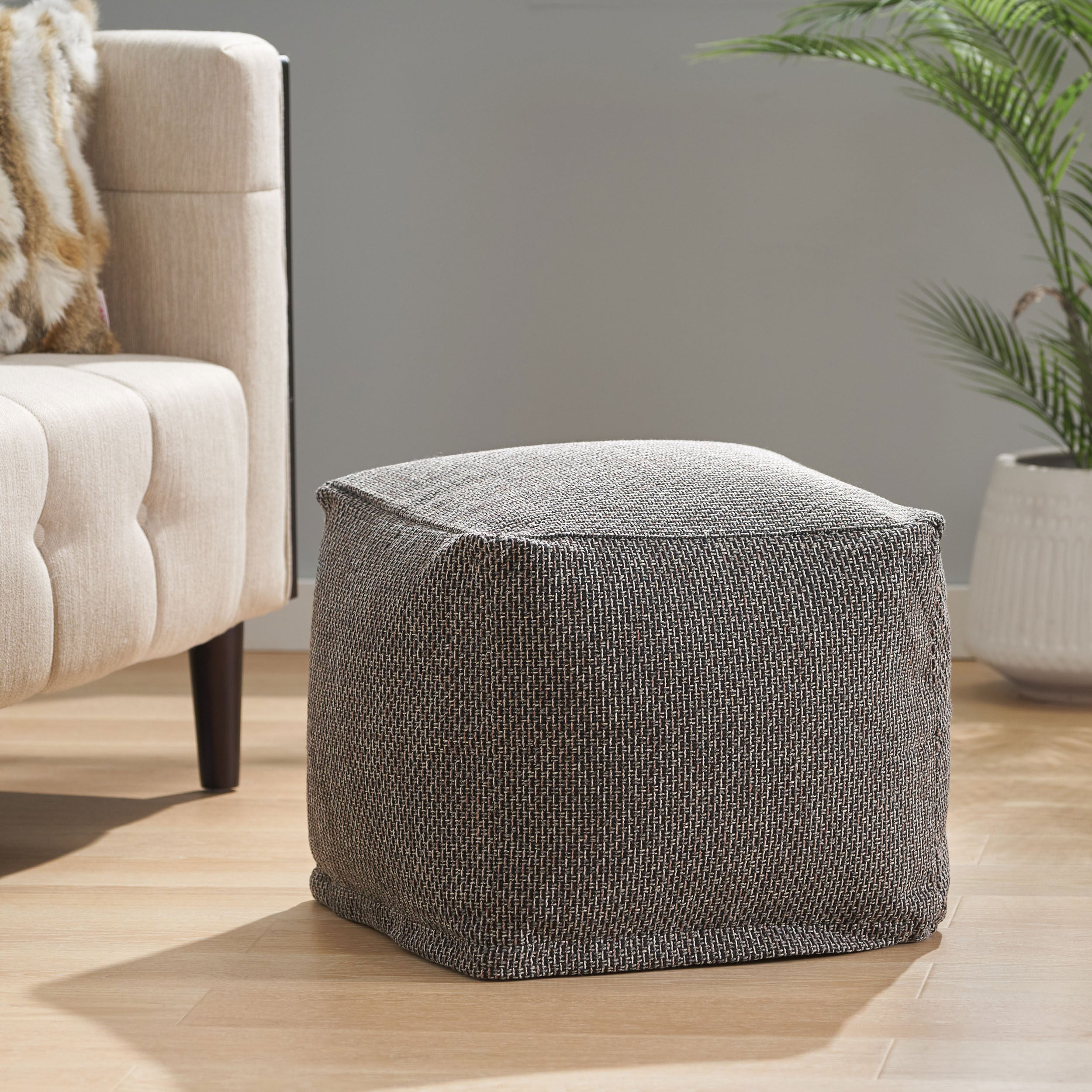 Larrick Contemporary Fabric Pouf