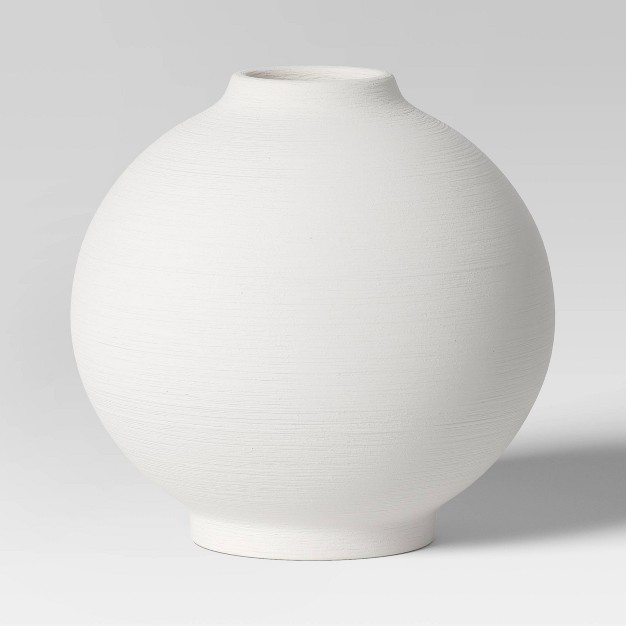 Ceramic Round Textured Vase White