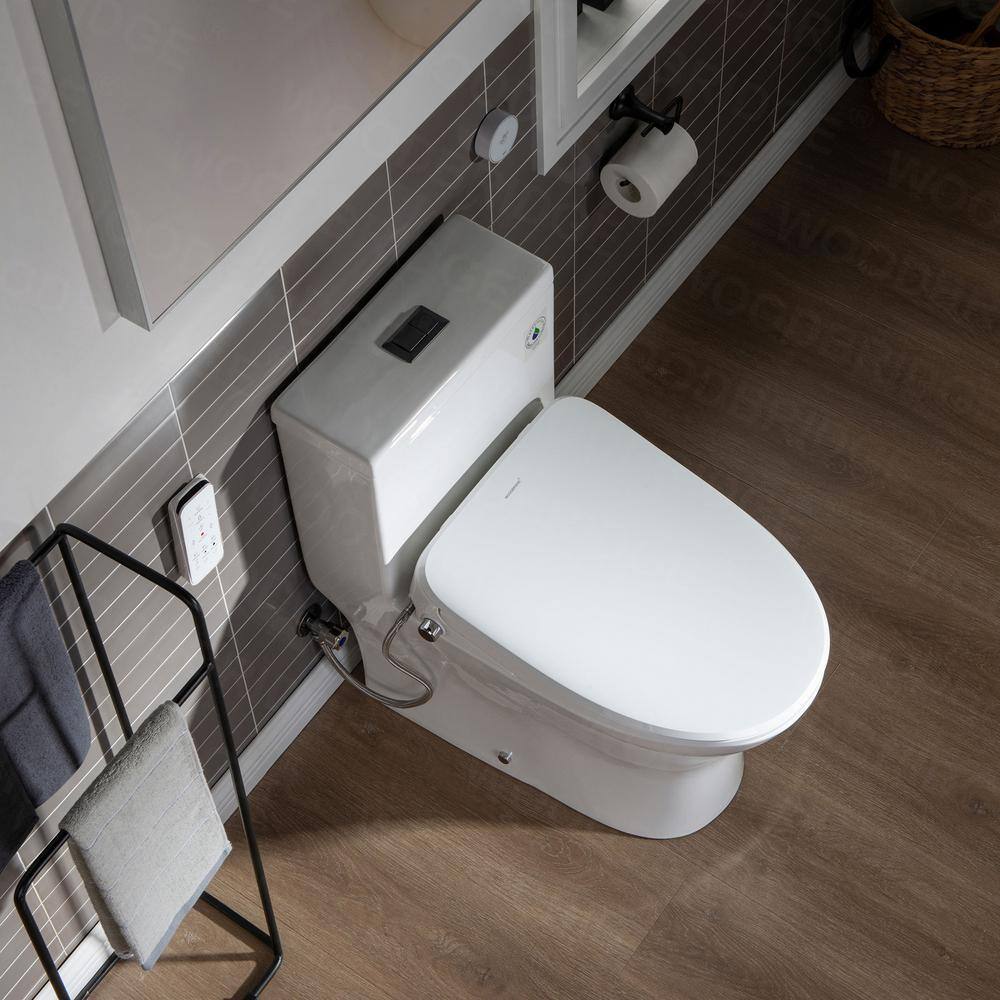 WOODBRIDGE Journey 1-Piece 1.1GPF1.6 GPF Dual Flush Elongated Toilet with Advance Smart Bidet Toilet in White HT0044