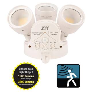 ETi 240 Degree LED Motion Sensor Light Outdoor White 3 Head Flood Security Light 1800 to 3600 Lumens Driveway Walkway 514032120