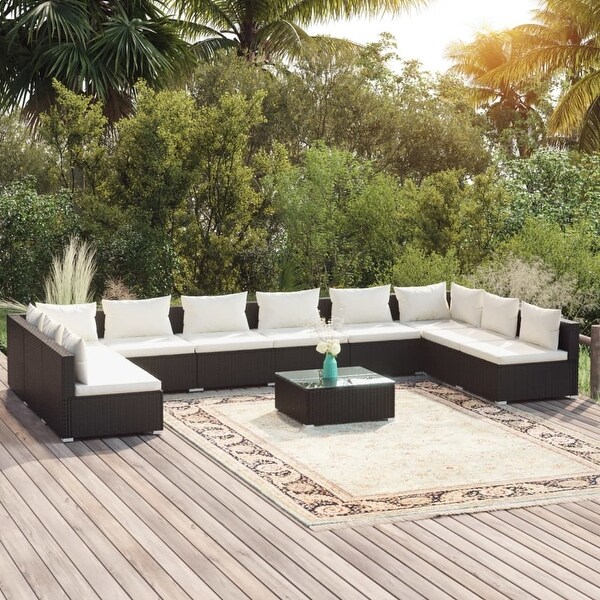 vidaXL Patio Lounge Set Outdoor Sectional Sofa Set Table Garden Poly Rattan