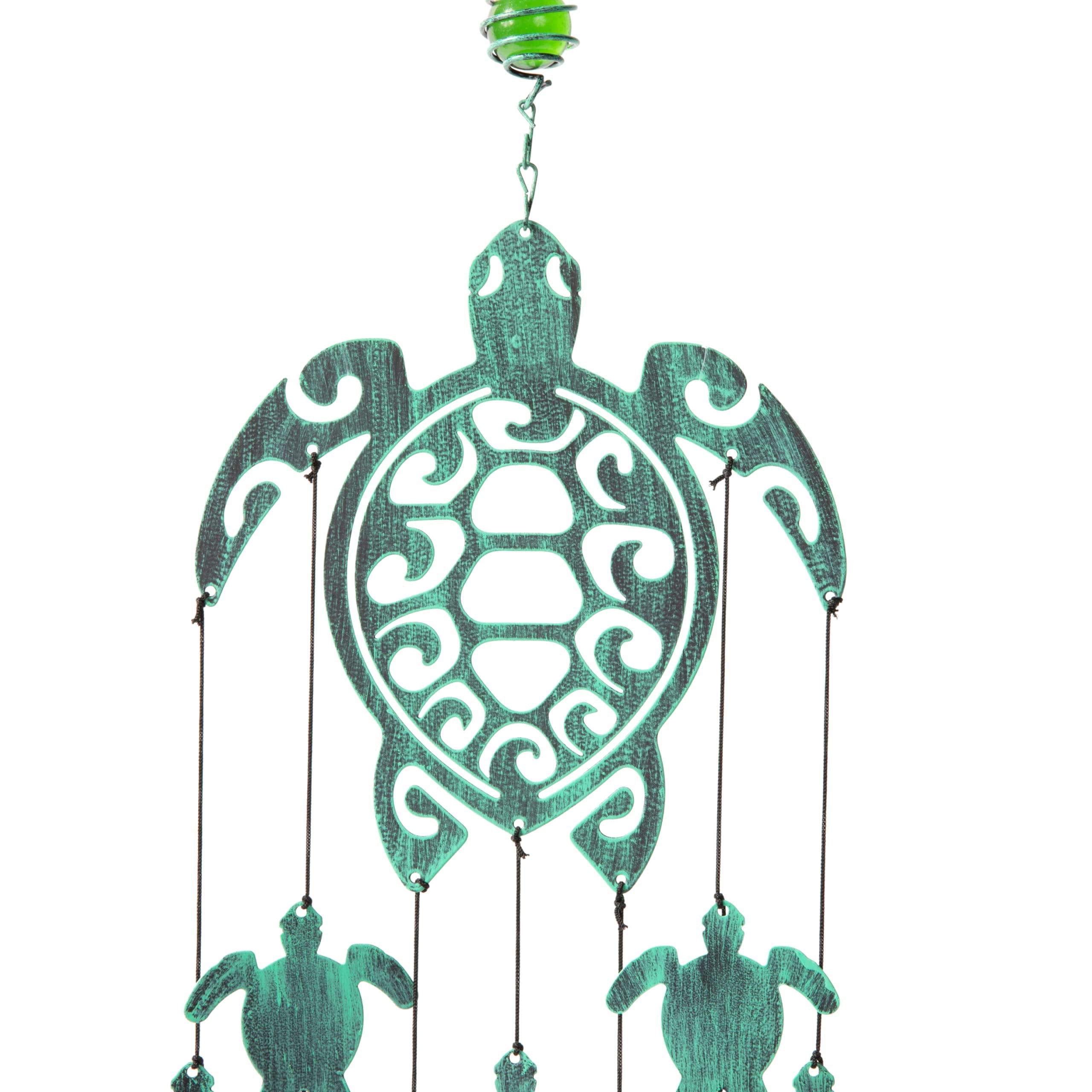 VP Home Tribal Turtles Outdoor Garden Decor Wind Chime (Rustic Sea Green