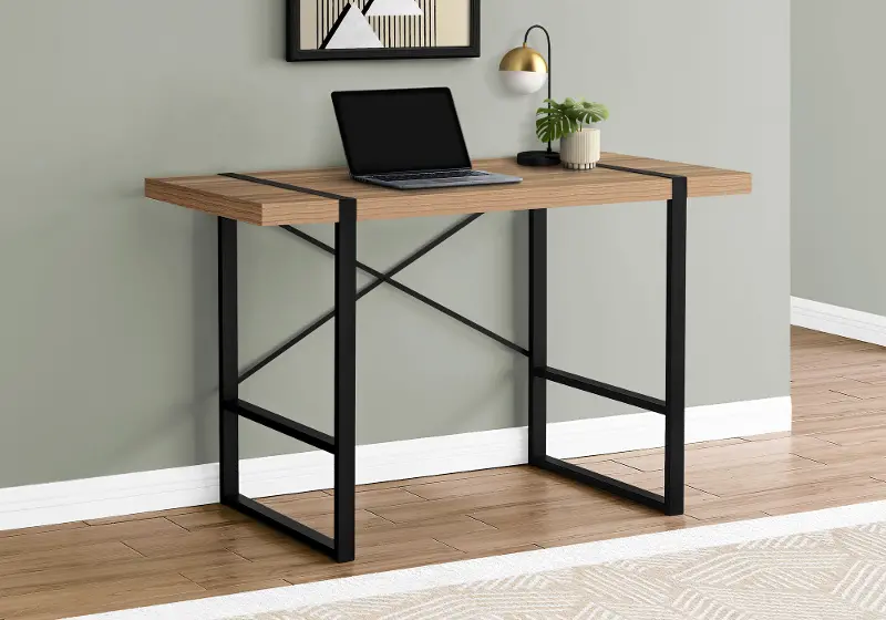 Industrial 48 Inch Light Brown Reclaimed Wood Computer Desk