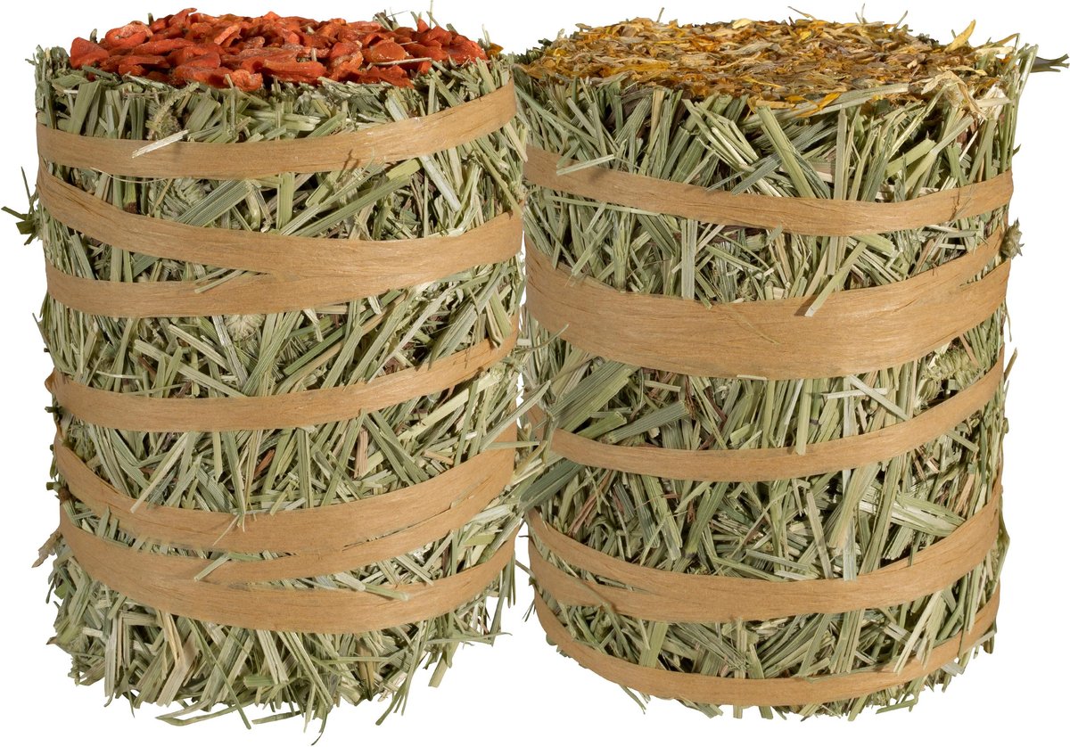 Field+Forest by Kaytee Mini Hay Bales Carrot Marigold Small Pet Hay， 7-oz bag， 2 count