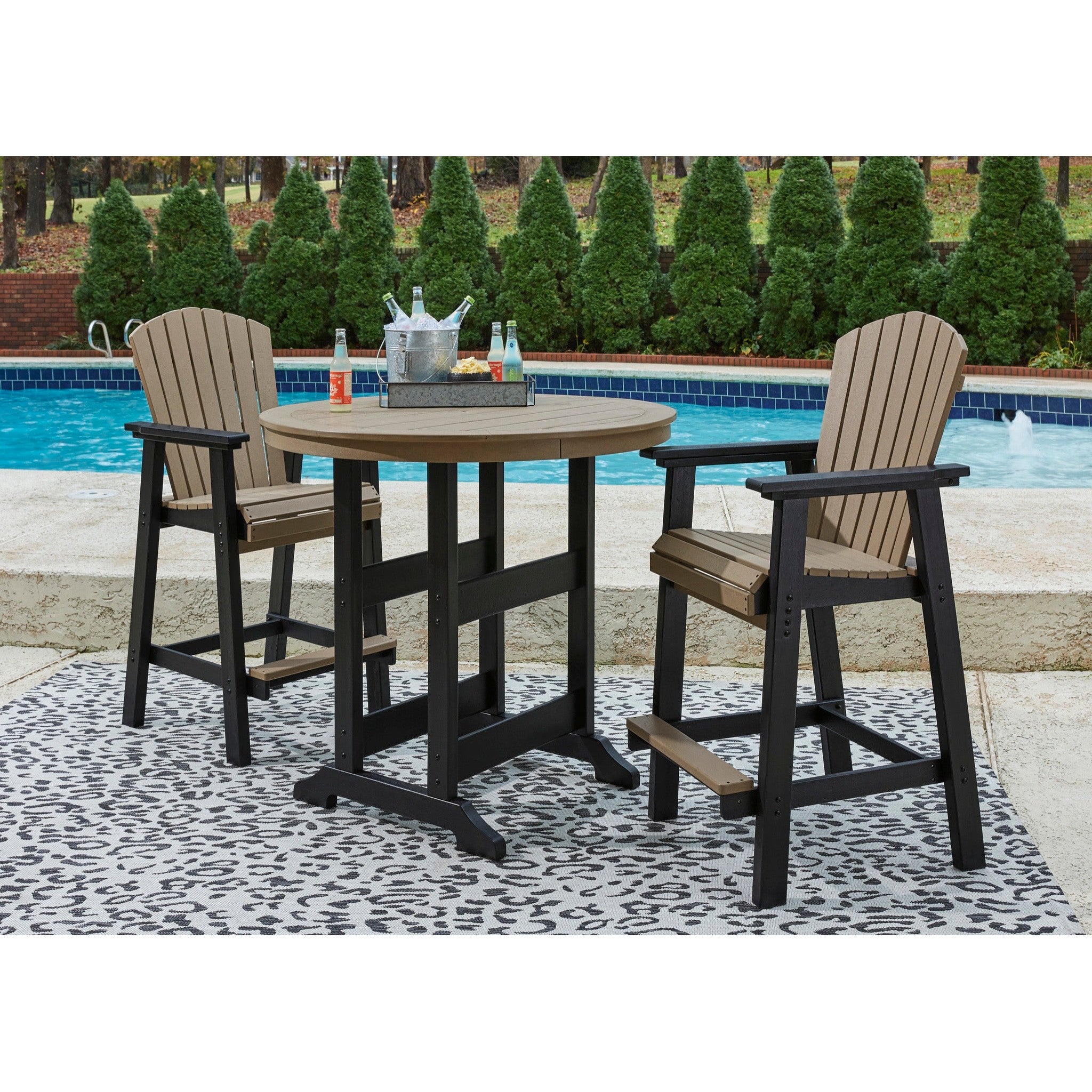 Poly Black-Driftwood Dining Sets at Bar Height