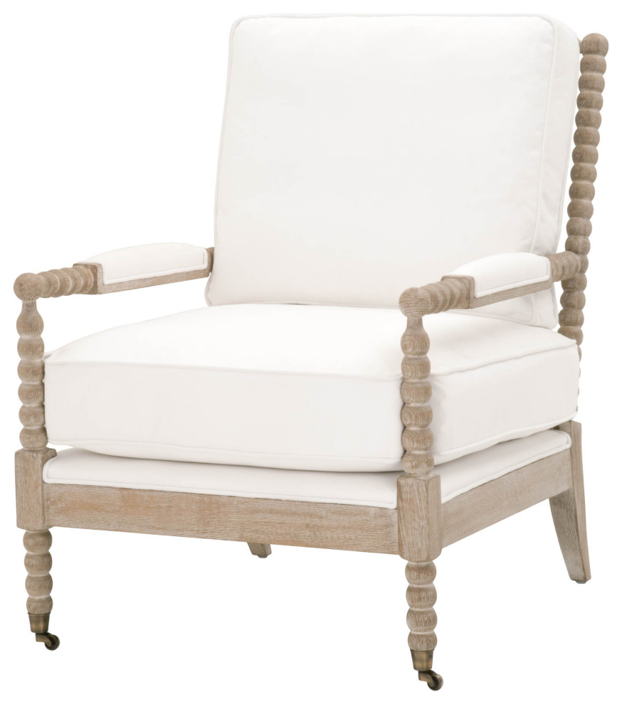 Rouleau LiveSmart White Performance Fabric Lounge Chair Solid Wood Frame   French Country   Armchairs And Accent Chairs   by Sideboards and Things  Houzz