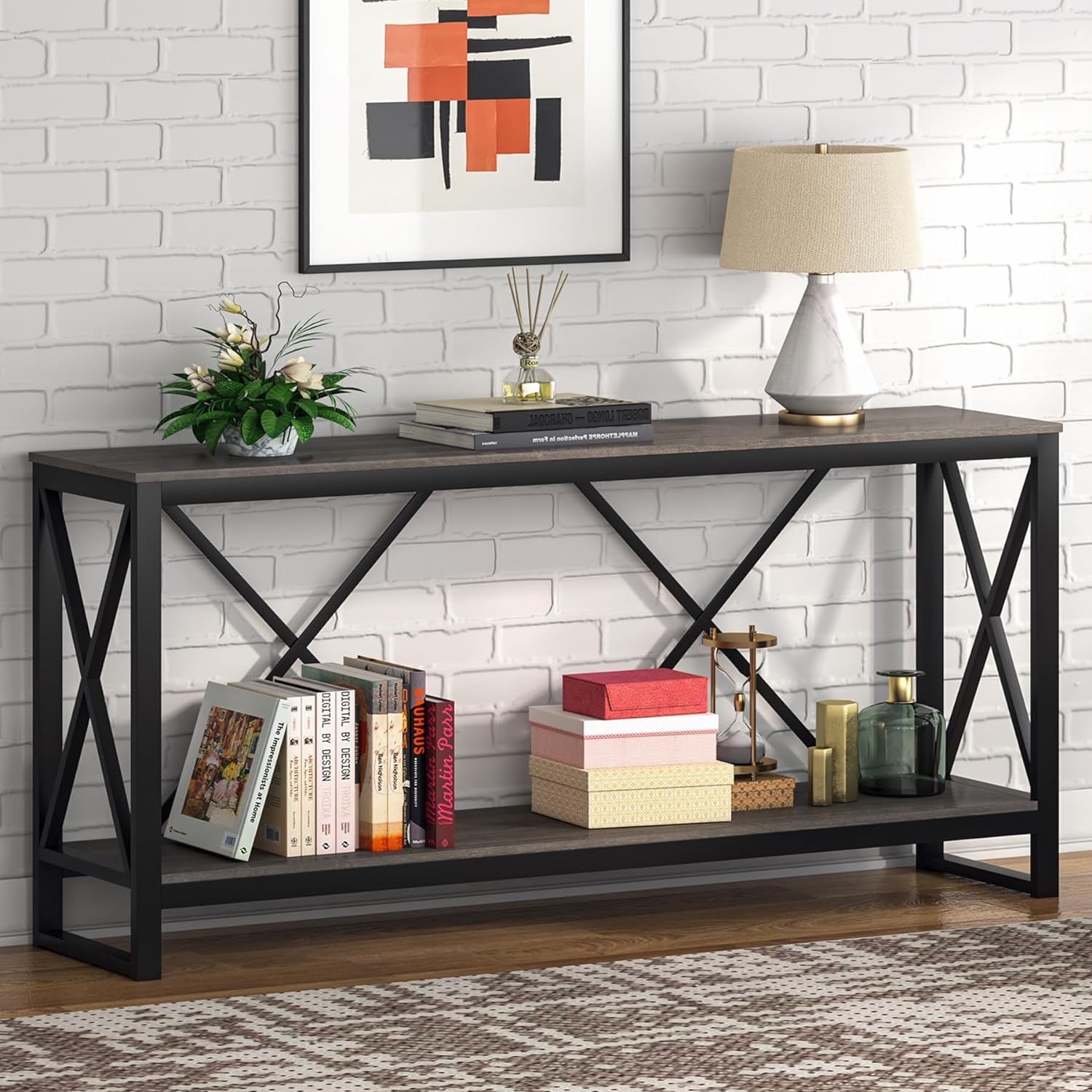 Industrial Console Table, 70.9