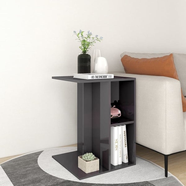 vidaXL Side Table High Gloss Gray 24