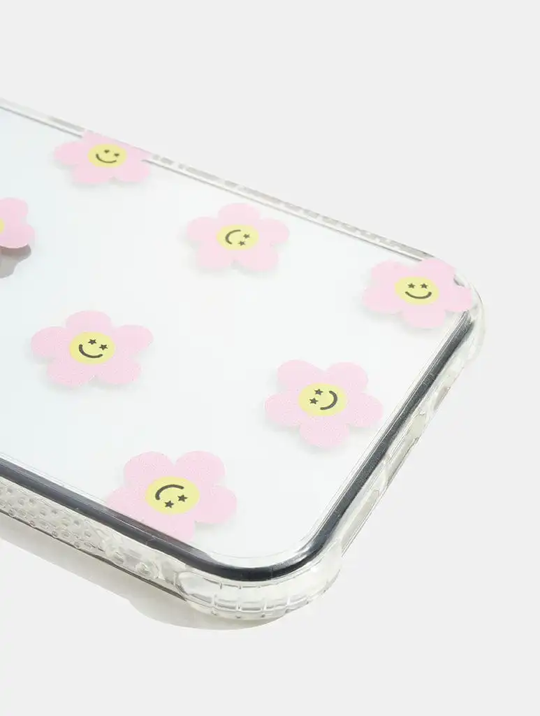 Pink Flower Happy Face Shock iPhone Case