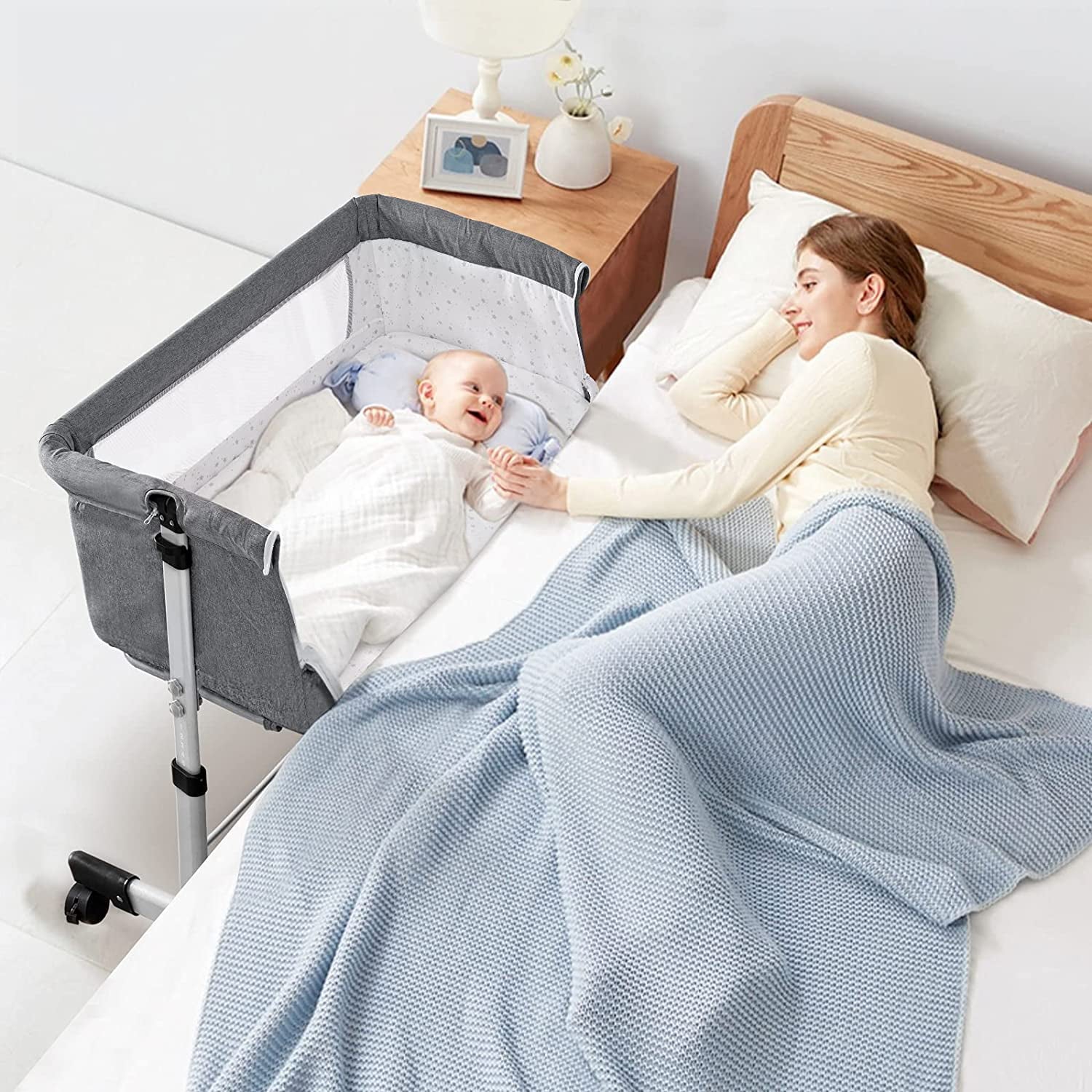 Nordmiex Baby Bassinet 3 in 1 Bedside Sleeper for Newborn / Infant, Gray