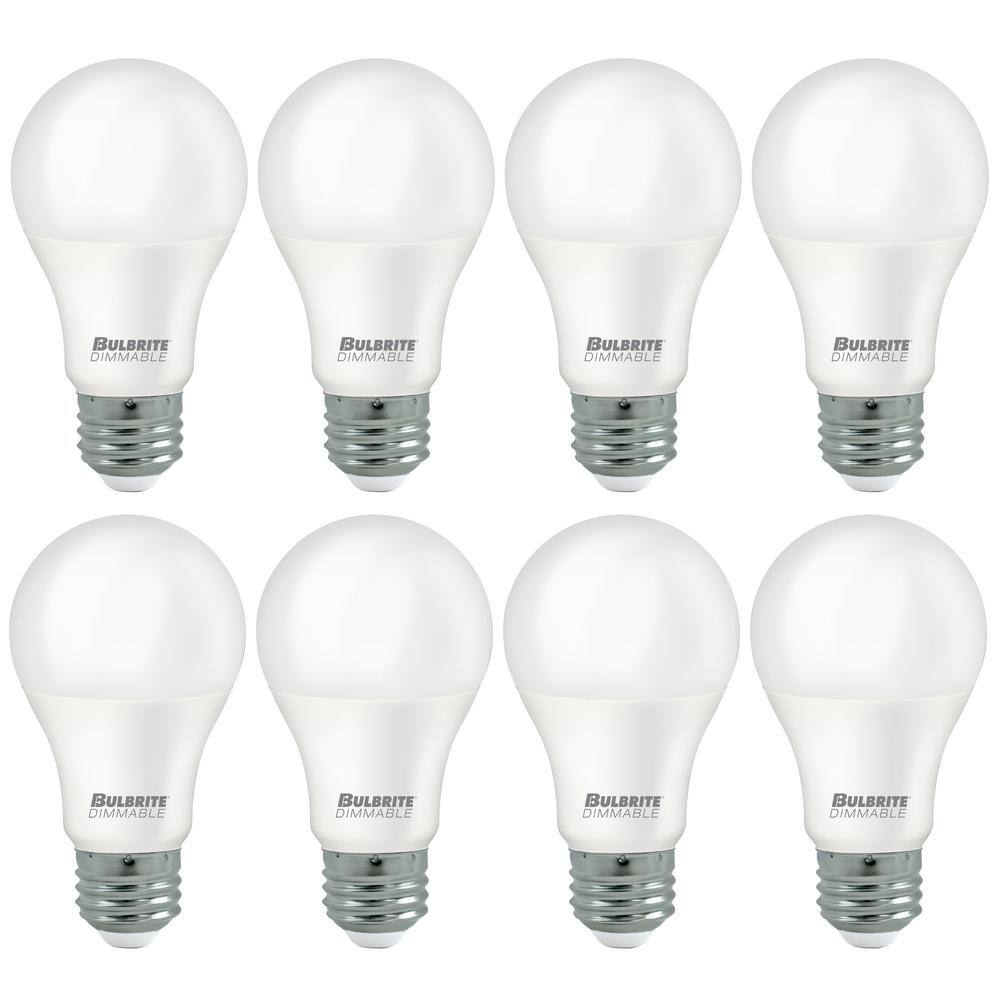 Bulbrite 60-Watt Equivalent A19 Dimmable E26 Base LED Light Bulb 5000K in Frost (8-Pack) 862716