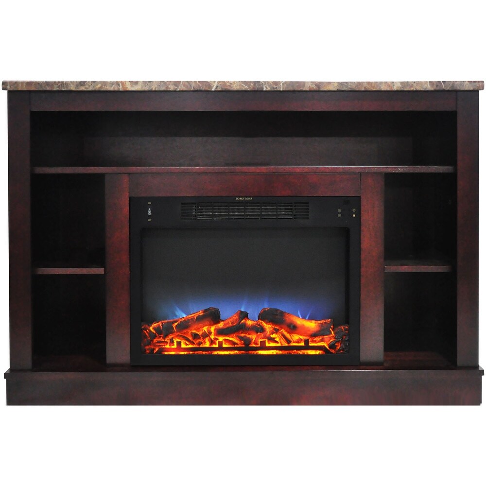 Cambridge 47 In. Electric Fireplace with a Multi Color LED Insert and Mahogany Mantel