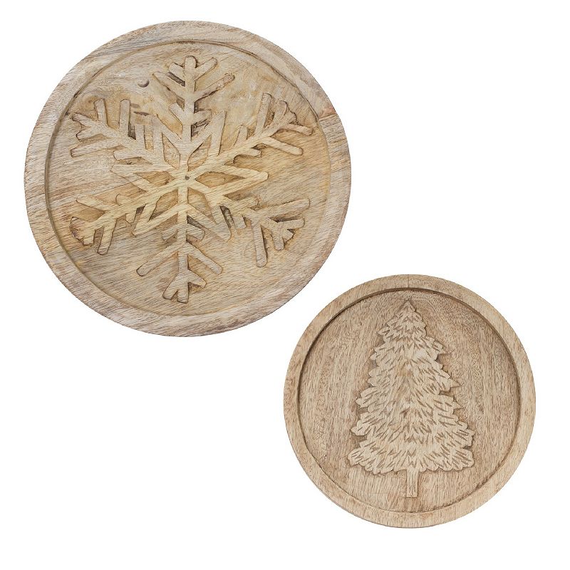 Natural Wood Holiday Trivet (set Of 2)