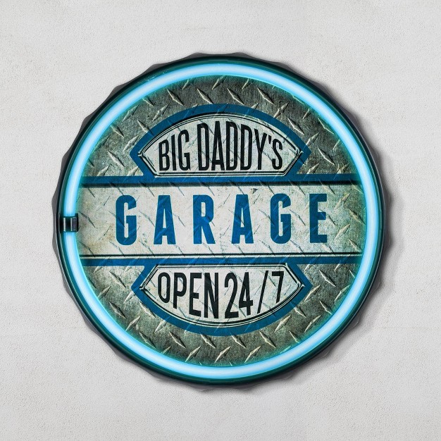 Big Daddy x27 s Garage Led Neon Light Sign Wall Decor Blue silver American Art Decor