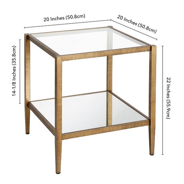 Hera 20'' Wide Square Side Table with Mirror Shelf