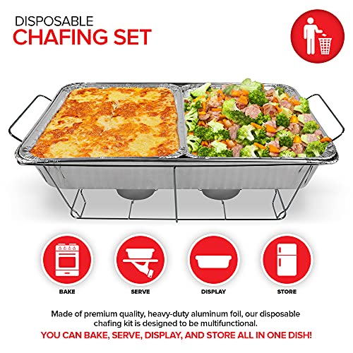 Stock Your Home Chafing Pan Set - 21 x 13 Full Size (5 Pack) - 9 x 13 Half Size (10 Pack) Rectangular Catering Dishes